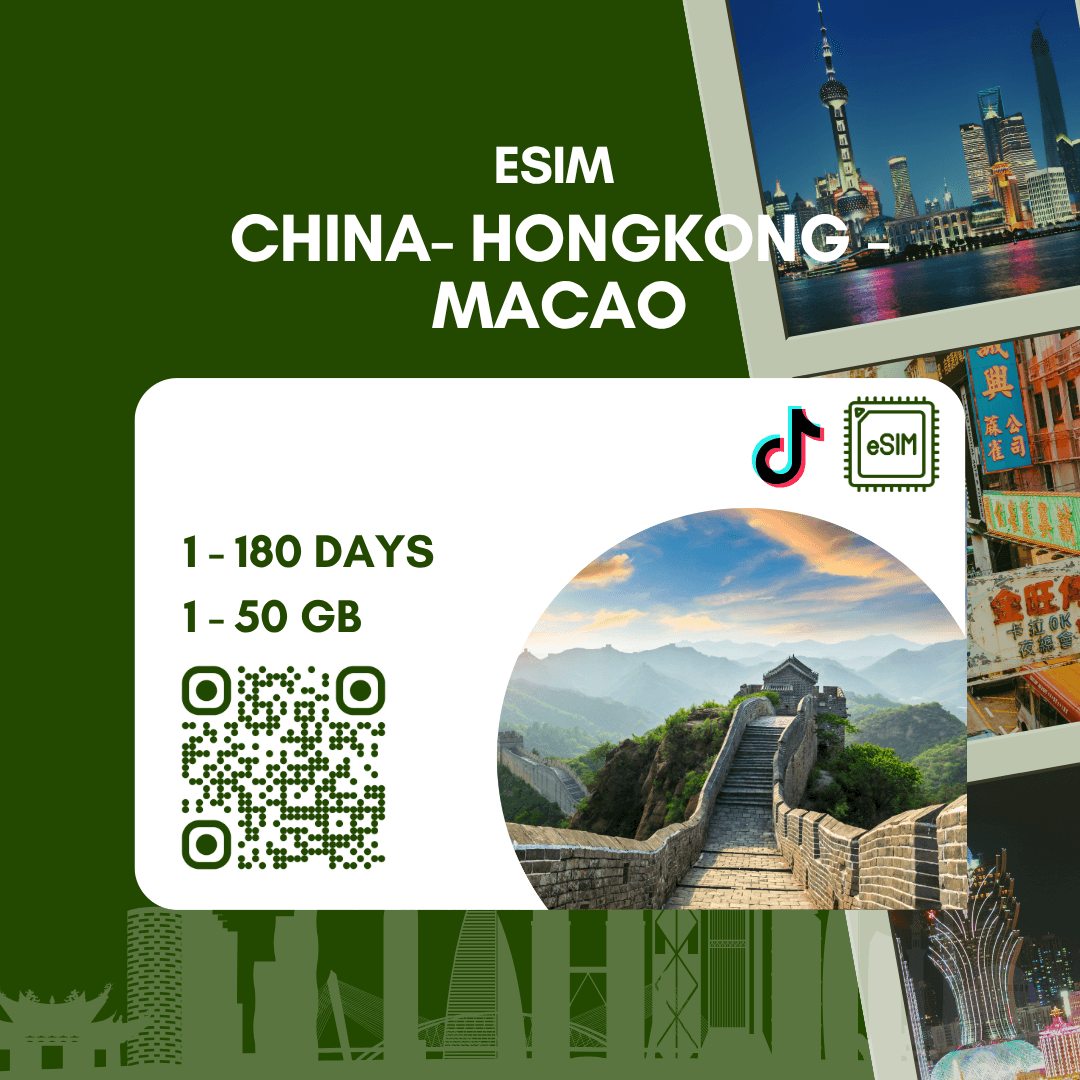 eSIM Trung Quốc Hongkong Macao dùng được Tiktok chỉ có data*
